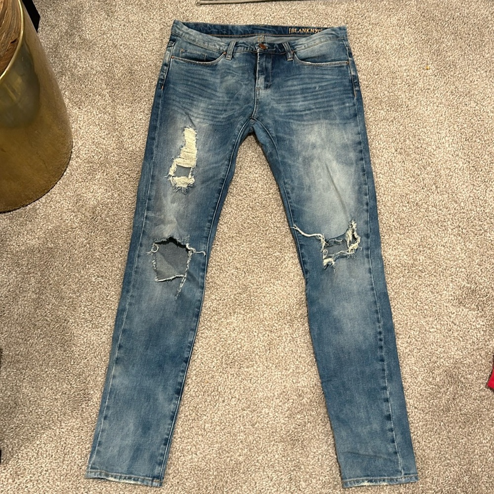 Blank NYC distressed straight denim